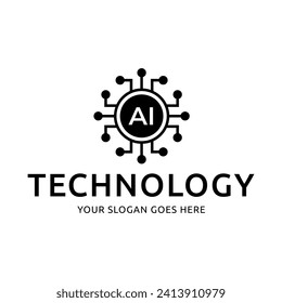 AI Processor vector icon logo. Circuit icon vector illustration logo template.