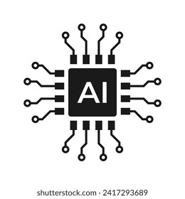 AI Processor vector icon logo. Circuit icon vector illustration logo template.