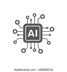 AI Processor vector icon for websites and mobile minimalistic flat design. Mini AI CPU icon in flat style. Mobile AI CPU. EPS 10