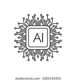 AI Processor vector icon for websites and mobile. CPU sign and symbol.