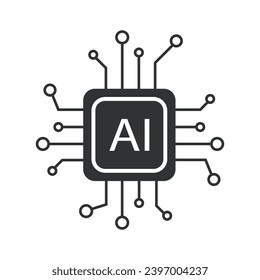 AI Processor vector icon for websites and mobile minimalist flat design. Mobile AI CPU. 