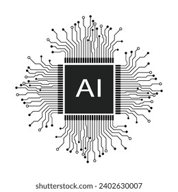 AI Processor vector icon for websites and mobile minimalist flat design. Mobile AI CPU.	