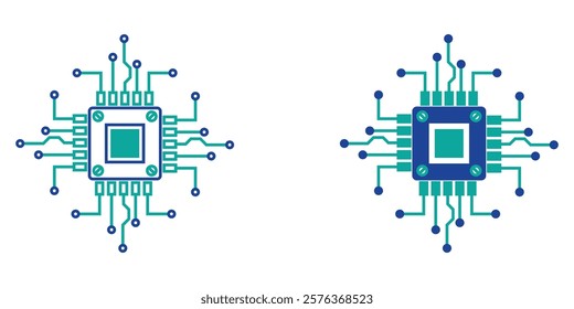 AI Processor vector icon for websites and mobile minimalistic flat design. Mini AI CPU icon in flat style. Mobile AI CPU. EPS 10