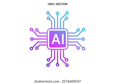 AI Processor vector icon for websites and mobile minimalistic flat design. Vector template