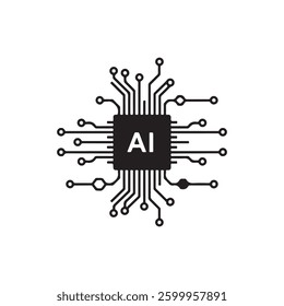AI Processor vector icon for websites and mobile minimalistic flat design. Mini AI CPU icon in flat style. Mobile AI CPU. EPS 10