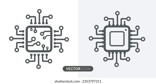AI Processor vector icon.Artificial intelligence AI processor chip icon for websites and mobile minimalistic Mini CPU Icon Flat Style.Vector illustration
