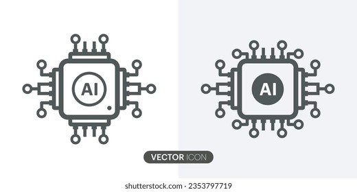 AI Processor vector icon.Artificial intelligence AI processor chip icon for websites and mobile Minimalistic Mini CPU Icon Flat Style.Vector illustration