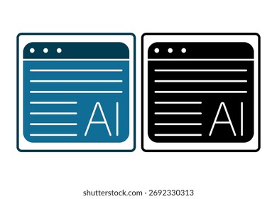 Ícone de Programação de IA. Ícone relacionado à Tecnologia. Estilo de ícone sólido. Design simples de vetor editável
