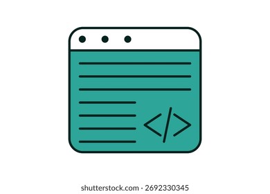 Ícone de Programação de IA. Ícone relacionado à Tecnologia. Estilo do ícone de linha plana. Design simples de vetor editável