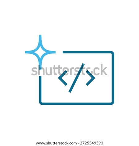 AI Programming Code Icon with Sparkle Symbolizing Intelligent Software Development and Smart Coding