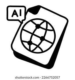 Ai programming global file, premium hand drawn icon 