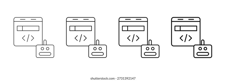 Iconos De Diseño De Instrucción De Ia Vector Fijado En Diferentes Estilos De Línea De Trazo