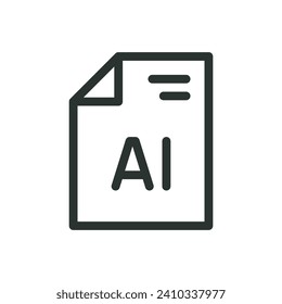 Icono aislado de petición de IA, Icono del vector del generador de texto Ai con trazo editable