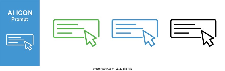 ai prompt text box icon with mouse cursor outline for chatbot interface design