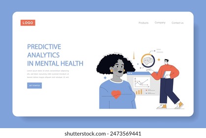 AI in Psychology concept. Integration of predictive analytics in mental health. Exploring AI's role in forecasting psychological trends. Vector illustration.