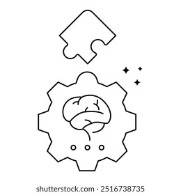 AI Puzzle Integration Icon Design. Representando a Integração da IA. Solução de quebra- cabeça. Aprendizado de Máquina. Solução de problemas. Ícone de vetor.