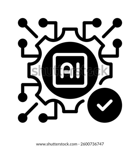 AI Quality Check Line Icon, Outline Symbol for Artificial Intelligence, Machine Learning, Automated Testing, Smart Technology, and Digital Inspection. Vector Sign Icon.