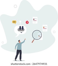 AI in recruitment and artificial intelligence usage in HR.Human resources automation and CV resume or application letter professional qualification check . character life .