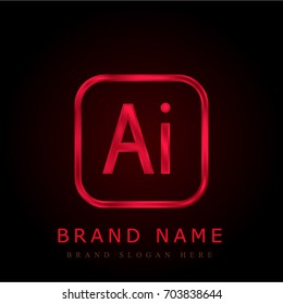 Ai red chromium metallic logo