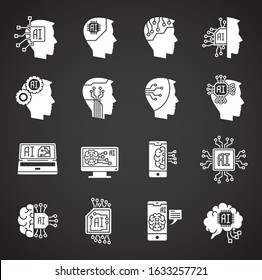 AI related icon set on background for graphic and web design. Simple illustration. Internet concept symbol for website button or mobile app