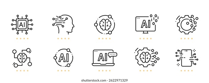 AI related line icons. Editable stroke