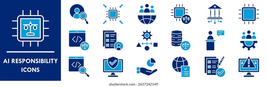AI Responsibility icon collection set. Containing design law, artificial, ai, digital, technology