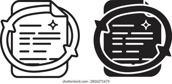 AI Rewrite Document with Transformation Arrows Icon