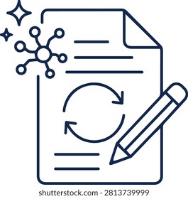 AI rewrite icon with document pencil and refresh arrows vector illustration