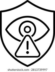 AI risk detection icon with shield eye and warning symbol vector illustration