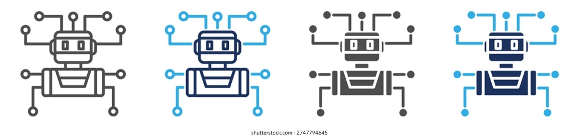 ai robot actions icon set multi concept