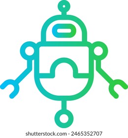 AI robot artificial intelligence icon with blue and green gradient outline style. technology, ai, robot, artificial intelligence, machine, business, digital. Vector Illustration