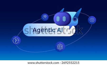 AI Robot Assistant robot with Chatbot and Icons including medical, science, brain, automation system for Artificial Intelligence and Agentic Ai Concepts. Generate Prompt Text Vector Illustration.