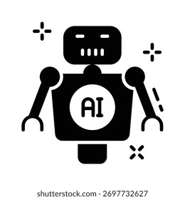 Icono de asistente de robot AI que denota automatización inteligente y Asistencia virtual.