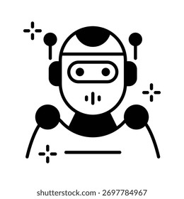 AI robot assistant icon denoting smart automation and virtual support.