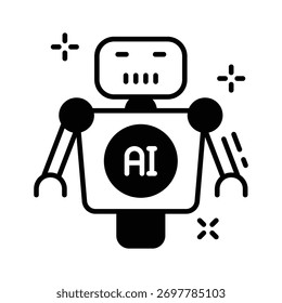 Ícone do assistente do robô AI, indicando automação inteligente e suporte virtual.