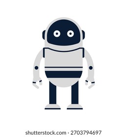 Assistente robô AI ilustrado em estilo vetorial plano moderno, mostrando inteligência digital, design de personagem amigável e conceito focado em tecnologia ideal para tecnologia, chatbot e temas de automação.