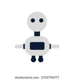 Assistente robô AI ilustrado em estilo vetorial plano moderno, mostrando inteligência digital, design de personagem amigável e conceito focado em tecnologia ideal para tecnologia, chatbot e temas de automação.