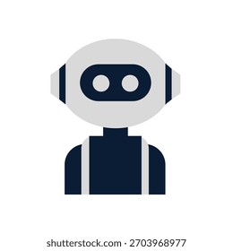 AI robot assistant illustrated in modern flat vector style, showcasing digital intelligence, friendly character design, and technology-focused concept ideal for tech, chatbot, and automation themes.