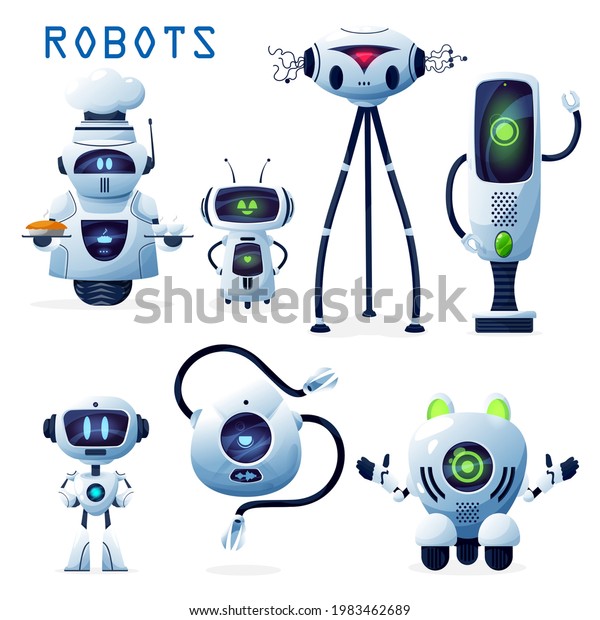 Ai Robot Cartoon Characters Vector White Stock Vector (Royalty Free ...