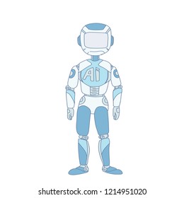 Ai robot character design of vector. doodle art style.