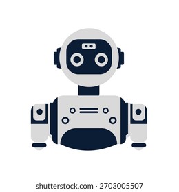  AI robot character illustration showcasing a modern futuristic chatbot assistant. Flat vector design ideal for technology, customer support, digital communication, smart services, automation, and