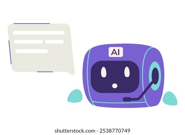 AI robot chat bot character flat vector illustration isolated on white.