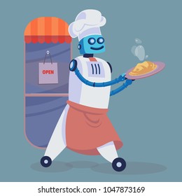 AI Robot Chef Character Serve Food