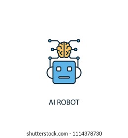 AI Robot concept 2 colored line icon. Simple yellow and blue element illustration. AI Robot concept outline symbol design from Artificial Intelligence set. Can be used for web and mobile UI/UX