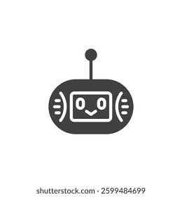 AI robot face with antenna vector icon. filled flat sign for mobile concept and web design. Chatbot Head glyph icon. Symbol, logo illustration. Vector graphics