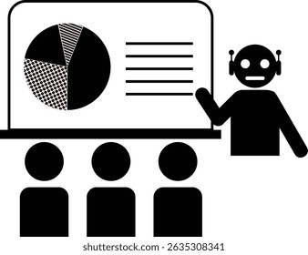 AI robot giving a presentation silhouette