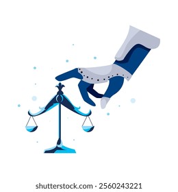 ai robot hand and justice scale isolated