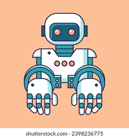 Ai Robot in handcuffs. Crimes of artificial intelligence. Ethical use of AI. Flat vector illustration.