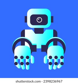 Ai Robot in handcuffs. Crimes of artificial intelligence. Ethical use of AI. Flat vector illustration.