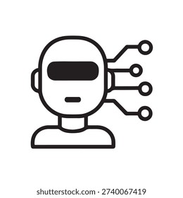 AI Robot Head Icon Artificial Intelligence Technology Vector Illustration